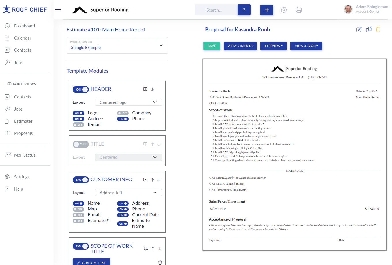 screenshot of Roof Chief